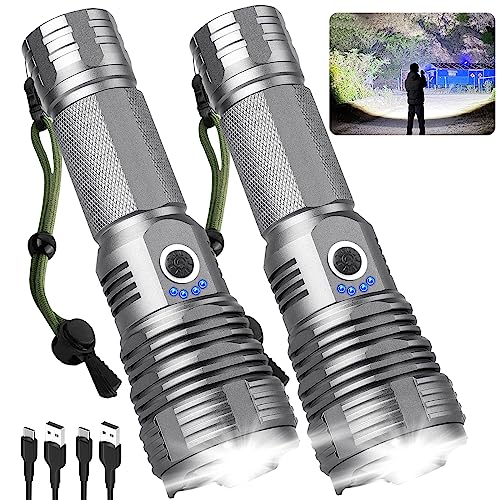 Rechargeable Flashlights High Lumens, 990,000 Lumens Super Bright LED Flashlight,Powerful Flash Light with 5 Modes, Waterproof flashlights for Camping Outdoor Emergency Hiking