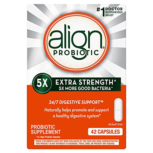 Align Probiotic Extra Strength, Probiotics for Women and Men, #1 Doctor Recommended Brand‡, 5X More Good Bacteria^ to Help Support a Healthy Digestive System*, 42 Capsules