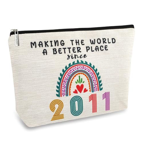 13 Year Old Girl Gift Ideas, 13th Birthday Gifts for Teenage Girls, Funny 2011 Birthday Decorations Makeup Bags for Her, Sister, Daughter, Niece, Cute Cosmetic Travel Pouch for Teen Girls Trendy Stuff