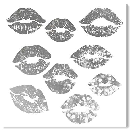 The Oliver Gal Artist Co. Fashion and Glam Wall Art Canvas Prints 'Signs of Love Platinum' Home Décor, 12' x 12', Gray, White