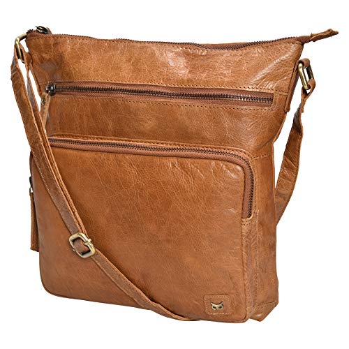 Real Leather Crossbody Bags Purses for Women Shoulder Handbags Crossover Handmade Stylish Trendy Pocketbook (Cognac Multi-Wax)