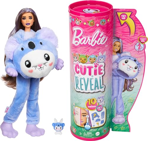 Barbie Cutie Reveal Doll & Accessories with Animal Plush Costume & 10 Surprises Including Color Change, Bunny as a Koala in Costume-Themed Series
