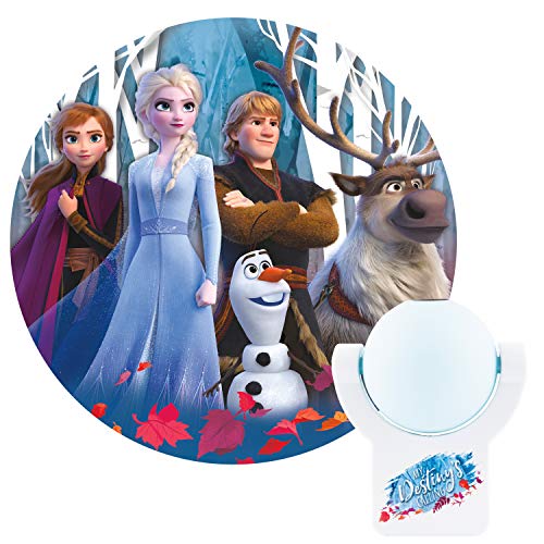 Projectables Frozen 2 LED Night Light, Plug-in, Dusk-to-Dawn Sensor, UL-Listed, 1 Image of Elsa, Anna, and Olaf on Ceiling, Wall, or Floor, Ideal for Bedroom, Nursery, 45027