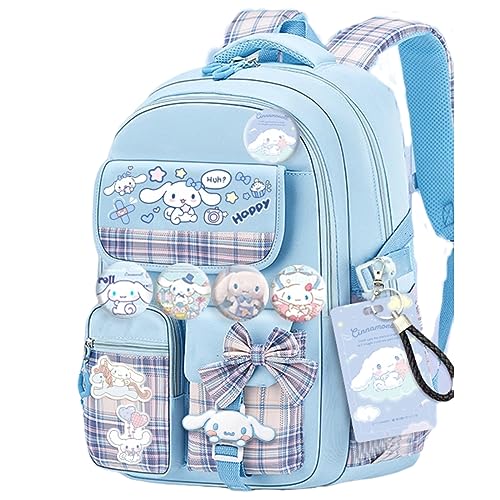 Kawaii Backpack with 18Pcs Accessories Anime Cartoon Anti-Theft Travel Aesthetic New Semester Gifts Bag with Cute Pins