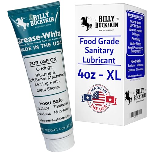 Commercial Food Grade Grease, O Rings Grease for Ice Cream & Slushee Machines, Mixers, Beer Kegs, Sliding Glass Door, Pool Filters, Meat Slicers, Lubri-Whiz Plus 1x4 Oz. Tube by Billy Buckskin Co.