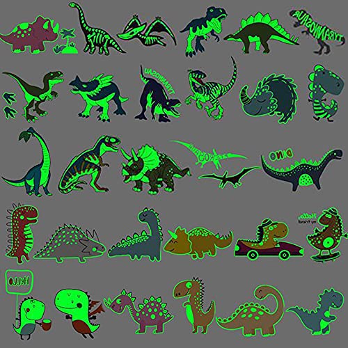 Ooopsiun Luminous Dinosaur Temporary Tattoos for Kids - 90 Styles Glow in The Dark, Dinosaur Birthday Party Decorations Supplies Favors for Boys Kids