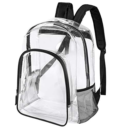 Fomaris Clear Backpack Heavy Duty Clear Bookbag Transparent Backpack See Through Plastic Backpacks for School, Work,Concert,College (Black)