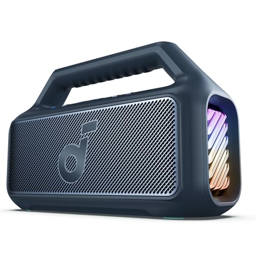 soundcore Boom 2 Outdoor Speaker, 80W, Subwoofer, BassUp 2.0, 24H Playtime, IPX7 Waterproof, Floatable, RGB Lights, USB-C, Custom EQ, Bluetooth 5.3, Portable For Outdoors, Camping, Beach, and Backyard