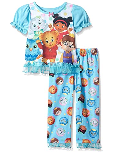 Daniel Tiger Toddler Girls Short Sleeve Poly Pajama Set (4T, Blue/Multi) (KY182292DA)