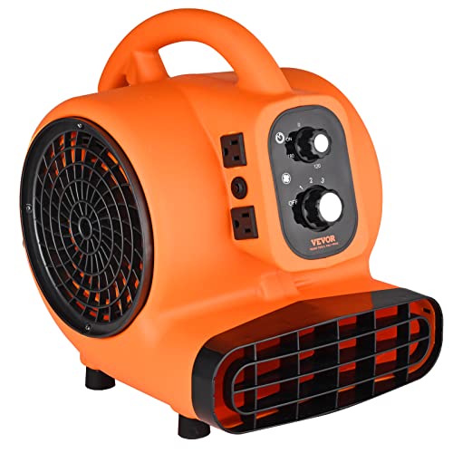 VEVOR Air Mover, 1/4 HP 1000 CFM Carpet Dryer for Cooling and Ventilating, Portable Floor Blower Fan with 4 Blowing Angles and Time Function, for Janitorial, Home, Commercial Use