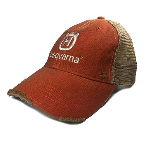 Husqvarna Trucker Distressed Orange Hat Cap White Logo