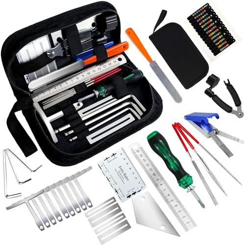 28Pcs Guitar Tool Kit, Guitar Accessories Gifts for Men, Guitar Maintenance Kit with Carry Bag, Guitar Repair Kit for Acoustic Electric Guitar Ukulele Bass Banjo, TIMDAM Guitar Setup Kit Guitar Gifts