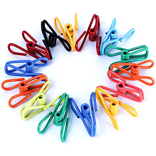 Riveda 30 Pack Assorted Chip Bag Clips Utility - PVC 2 Inch Coated Colorful Sealer for Sealing Food - Paper Holder, Clothesline Clip for Laundry Hanging, Kitchen Bags, Multipurpose Clothes Pins
