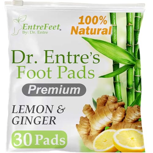 Dr. Entre's Foot Pads Lemon & Ginger to Feel Better, Sleep Better & Relieve Stress, Foot Patches | 30 Pack