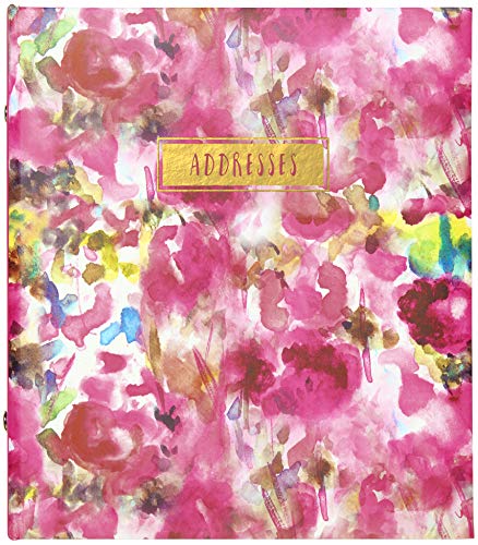 C.R. Gibson Floral Watercolor Refillable 6-Ring Address Book, 440 Entries, 6.5' W x 7.25' L