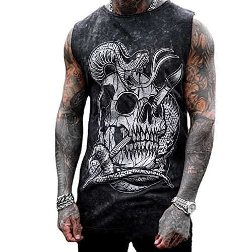 Mens American Flag 3D Graphic Print Shirts Tank Tops Gym Workout Crew Neck Sleeveless Casual Shirts Tops X-Large