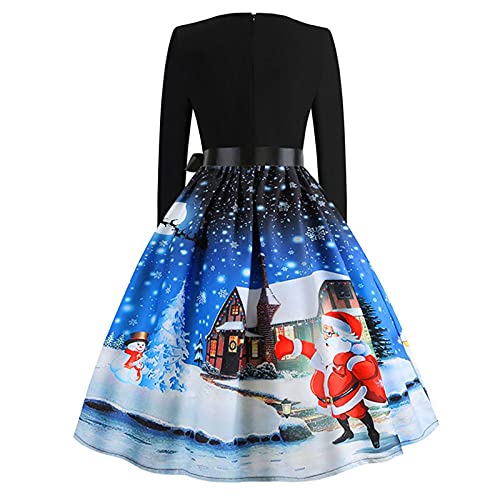 Women Retro Stage Dresses Christmas Christmas Tree Halloween Costume Hanukkah Sweater Womens Xmas Clothes Crazy Christmas Dress Ladies Ugly Christmas Sweater Wchristmas Attire,Blues,XX-Large