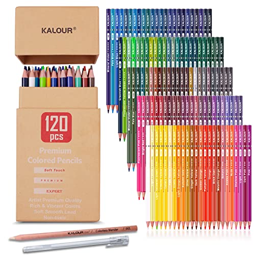 KALOUR Premium Colored Pencils,Set of 120 Colors,Artists Soft Core with Vibrant Color,Ideal for Drawing Sketching Shading,Coloring Pencils for Adults Beginners kids…