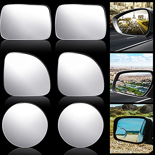 Frienda 6 Pcs 2' Blind Spot Blind Side Mirrors, Convex 360° Wide Rear View Mirrors for Car SUV and Truck(Fan, Round, Rectangle Shape)