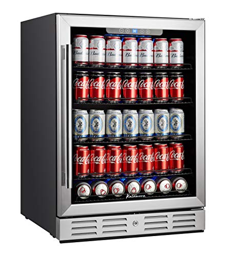 Kalamera 24 inch Beverage Refrigerator - 154 Cans Capacity Beverage Cooler- Fit Perfectly into 24' Space Built in Counter or Freestanding - for Soda, Water, Beer or Wine - For Kitchen, Bar or Office