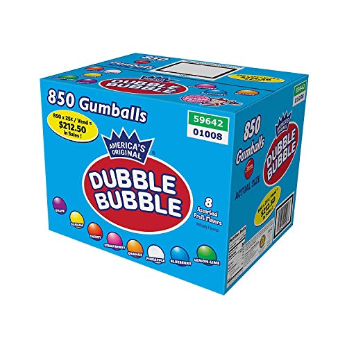 GUMBALLS - 1' DUBBLE BUBBLE CONCORD ASSORTED 850 COUNT Comes w/FREE display for vending machine