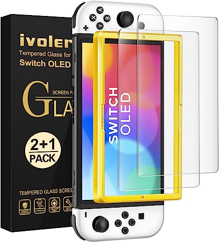 ivoler 2-Pack Screen Protector Matte Tempered Glass for Nintendo Switch OLED Model, Matte Anti Glare Protector with [Alignment Frame] Anti-Scratch Full Coverage Guard for Nintendo Switch Model 7''