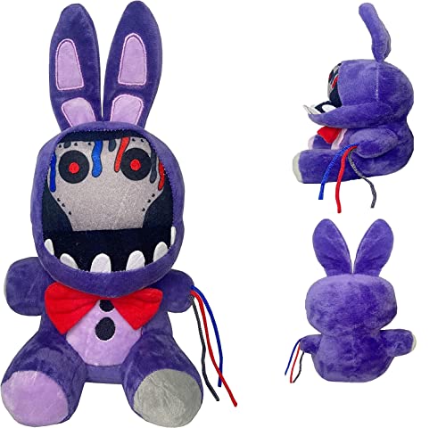 ULTHOOL FNAF Withered Bonnie Plush Toys, 11 Inches FNAF Purple Bonnie Bunny Doll, Collectible Nightmare Plush Toys for Kids Fans (Withered Purple Bunny)