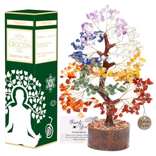 Seven Chakra Tree of Life for Positive Energy - Feng Shui Decor, Fake Bonsai, Crystals and Healing Stones, Money Tree, Room Decor 7 Chakra, Stone, Healing Crystals, Spiritual Gifts