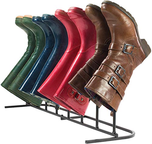 Boot Rack - Strong and Sturdy, Perfect for Storing & Drying. Compact Size Allows for Limited Space and Portable Storage of Your Boots .4 Pairs Boot Rack Free Standing Organizer, Simple Assemble, Iron Metal Shoes Storage Holder for Tall Knee-High, Hiking, Riding, Rain in Closets, Entryways and Outdoor !
