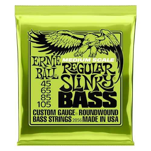 Ernie Ball Medium Scale Regular Slinky Nickel Wound Bass Guitar Strings, 45-105 Gauge (P02856)