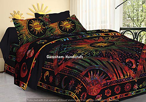 KLAVATE Indian Hippie Gypsy Home Decor Tapestry Boho Quilt Cover Throw Blanket Cotton Reversible Queen Tie & Die Mandala Duvet Cover Comforter Set (Multicolor) (Multi) (Multi2)