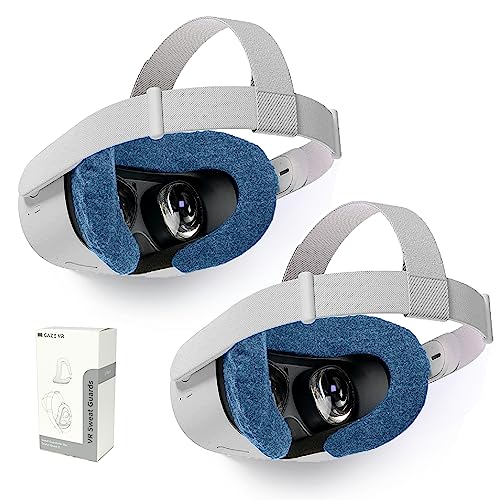 Gaze VR Sweat Guards for Oculus (Meta) Quest 2 | Comfortable & Absorbant | 2 Pack (Blue)