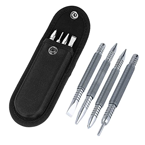 BESTNULE 4-Piece Nail Setter Dual Head Nail Set & Dual Head Center Punch & Hammerless Cold Chisel & Hinge Pin Remover Punch Set, Nail Setter Features 1/8-in, 3/32-in, 3/16-in, 1/16-in, 5/16-in, 1/8-in