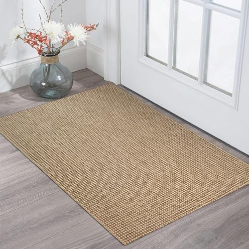 KOZYFLY Boho Rugs for Entryway 2x3 ft Small Area Rugs Washable Rugs Rubber Backed Front Door Rug Natural Cotton Entrance Rugs for Front Porch Bathroom Kitchen Bedroom