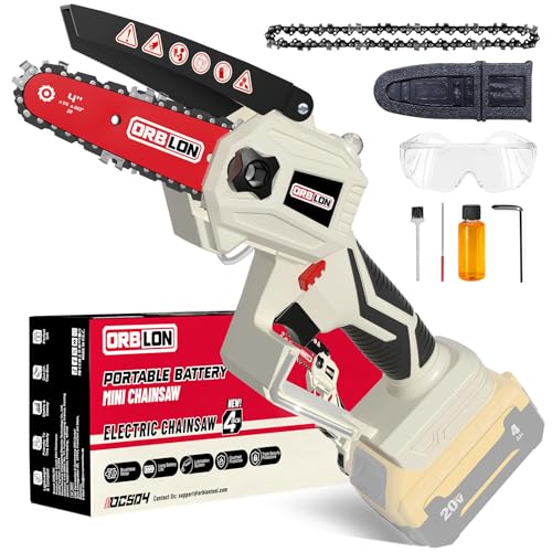Cordless Mini Chainsaw for DeWALT 20v Max Battery, 4 Inch Brushless Chainsaw, Portable Battery Powered Chainsaw With Security Lock [Seniors Friendly], Wood Cutting, Tree Trimming (No Battery)