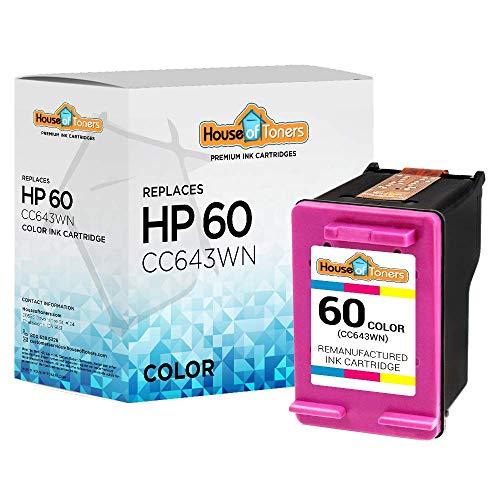 Houseoftoners Remanufactured 60 Replacement for HP 60 Ink Cartridges to use with Deskjet D1660 D2645 D5560 F2400 F4200 F4400 Photosmart C4600 C4680 C4700 (Color, 1-Pack)