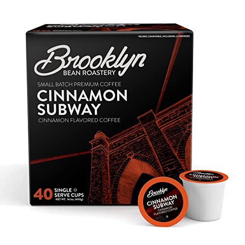 Brooklyn Beans Cinnamon Subway Gourmet Coffee Pods, Compatible with 2.0 Keurig K Cup Brewers, 40 Count