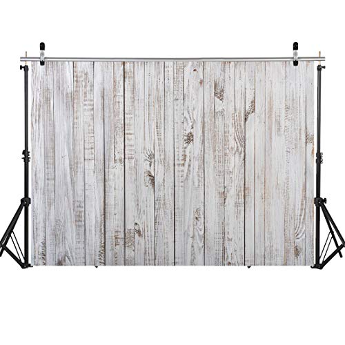 WOLADA 7x5FT Vintage Wood Backdrop Retro Rustic White Gray Wooden Floor Backdrops for Photography Kids Adult Photo Booth Video Shoot Vinyl Studio Prop 11890