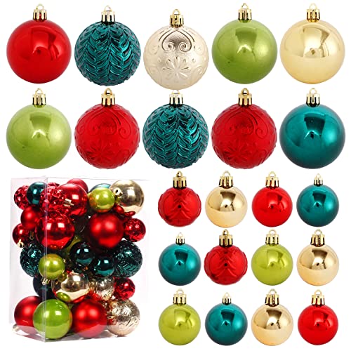 Christmas Tree Ornaments, 40pcs Christmas Ball Ornaments Set Shatterproof Christmas Tree Decorations for Xmas