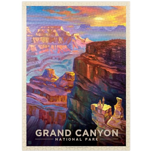 Grand Canyon National Park: Sunset, Vintage Poster - Premium 1000 Piece Jigsaw Puzzle for Adults