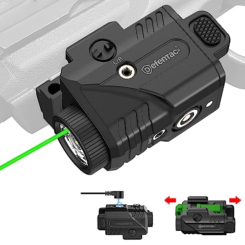 Defentac Pistol Light and Green Laser Sight Combo for Guns, 600lm Tactical Flashlight White LED and Green Beam Combo, Magnetic Charging