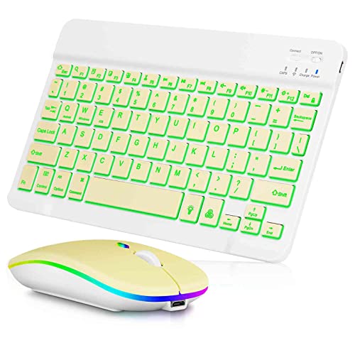 UX030 Lightweight Keyboard and Mouse with Background RGB Light, Multi Device Slim Rechargeable Keyboard Bluetooth 5.1 and 2.4GHz Stable Connection Keyboard Compatible with Dell XPS 9300 Laptop