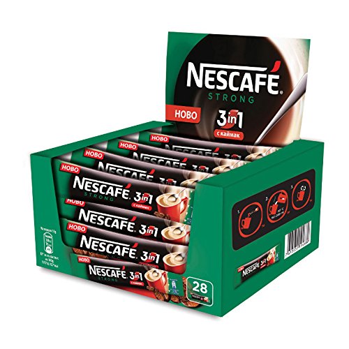 Nescafe 3 in 1 Strong Instant Coffee Single Packets, (Pack of 28)