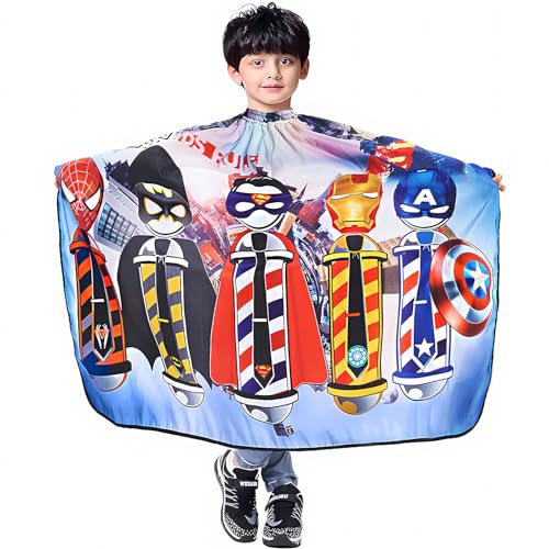 LEONAL Kids Children Boys Girls Barber Cutting Cape Hairdressing Salon Hair Styling Cloth Apron Cover Gown (41'×47', CARTOON KIDS CHILDREN)