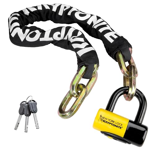 Kryptonite New York FAHGETTABOUDIT 1410 Bike Chain Lock, 3.28 Feet Long 14mm Steel Chain Heavy Duty Anti-Theft Bicycle Chain Lock with Keys, 10/10 Security Rating for E-Bike, Motorcycle, Scooter