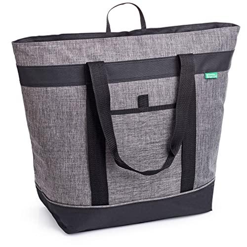 Jumbo Insulated Cooler Bag (Charcoal) with HD Thermal Insulation - Premium, Collapsible Soft Cooler Makes a Perfect Insulated Grocery Bag, Food Delivery Bag, Travel Insulated Bag or Beach Cooler Bags