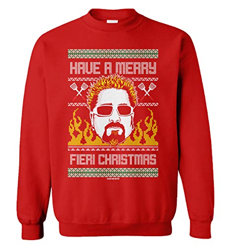 Haase Unlimited Have A Merry Fieri Christmas - TV Show Chef Unisex Crewneck Sweatshirt (Red, XX-Large)