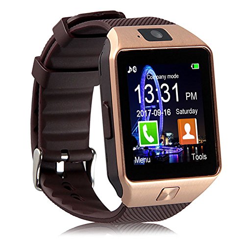 Padgene DZ09 Bluetooth Smartwatch,Touchscreen Wrist Smart Phone Watch Sports Fitness Tracker with SIM SD Card Slot Camera Pedometer Compatible with Android Smartphone for Kids Men Women (Rose Gold)