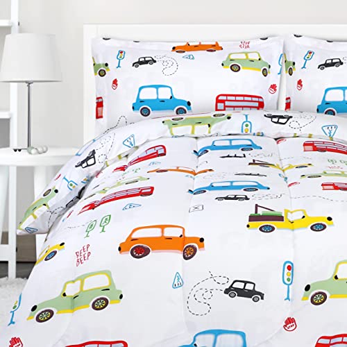 Utopia Bedding All Season Car Comforter Set with 2 Pillow Cases - 3 Piece Soft Brushed Microfiber Kids Bedding Set for Boys/Girls – Machine Washable (Twin/Twin XL)