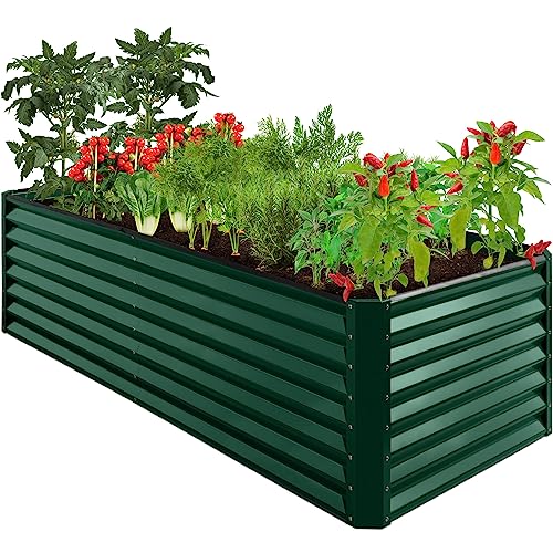 Best Choice Products 8x4x2ft Outdoor Metal Raised Garden Bed, Deep Root Planter Box for Vegetables, Flowers, Herbs, and Succulents w/ 478 Gallon Capacity - Dark Green